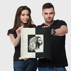 Подушка квадратная Девушка с дредами на темно-зеленом, цвет: 3D-принт — фото 2