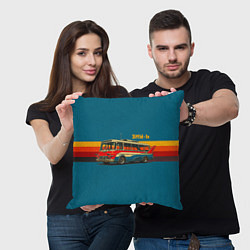 Подушка квадратная Ретро автобус ЗИУ-6 поп-арт, цвет: 3D-принт — фото 2