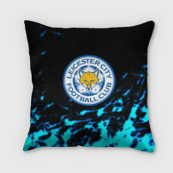 Подушка квадратная ФК Лестер Сити голубые краски, цвет: 3D-принт