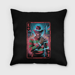 Подушка квадратная Кибер Фредди Крюгер в Неоновом городе, цвет: 3D-принт