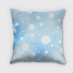 Подушка квадратная Белые круги на голубом фоне, AI, цвет: 3D-принт