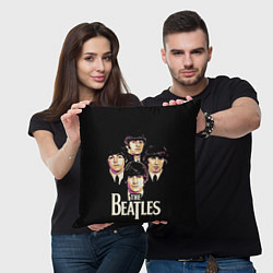 Подушка квадратная The Beatles faces, цвет: 3D-принт — фото 2