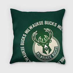 Подушка квадратная Milwaukee Bucks надпись, цвет: 3D-принт