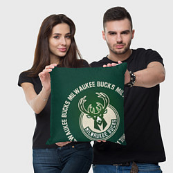 Подушка квадратная Milwaukee Bucks надпись, цвет: 3D-принт — фото 2