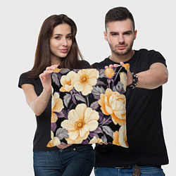 Подушка квадратная Крупные жёлтые цветы, цвет: 3D-принт — фото 2