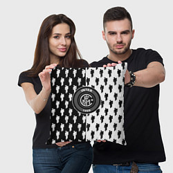 Подушка квадратная Inter паттерн люди спорт, цвет: 3D-принт — фото 2