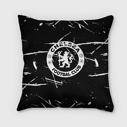 Подушка квадратная Челси штрихи красок белые, цвет: 3D-принт