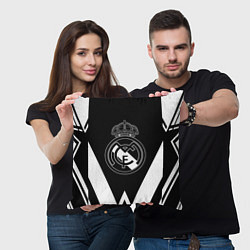 Подушка квадратная Real Madrid геометрия спорт, цвет: 3D-принт — фото 2