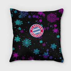 Подушка квадратная Бавария Мюнхен неоновые снежинки, цвет: 3D-принт