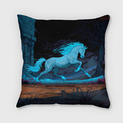 Подушка квадратная Лошадь в синем свете, цвет: 3D-принт