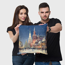 Подушка квадратная Новый год - Москва, цвет: 3D-принт — фото 2