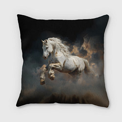 Подушка квадратная Белая лошадь из бури, цвет: 3D-принт