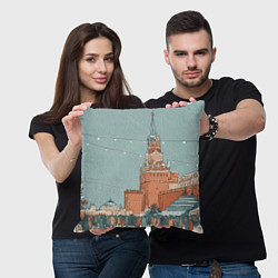 Подушка квадратная Праздничная атмосфера на новый год, цвет: 3D-принт — фото 2