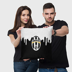 Подушка квадратная Juventus капли красок, цвет: 3D-принт — фото 2