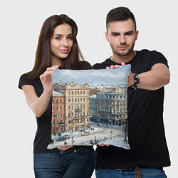 Подушка квадратная Зимняя улица Питера, цвет: 3D-принт — фото 2