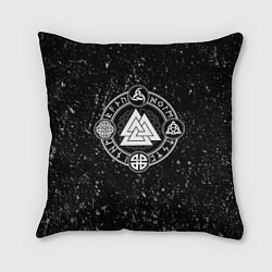 Подушка квадратная Валькнут и символы в круге, цвет: 3D-принт