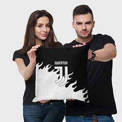 Подушка квадратная Ювентус огонь текстура, цвет: 3D-принт — фото 2