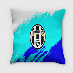 Подушка квадратная Ювентус краски штрихи текстура, цвет: 3D-принт
