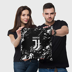 Подушка квадратная Juventus белые штрихи красок, цвет: 3D-принт — фото 2