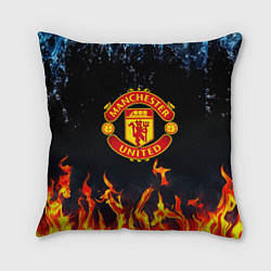 Подушка квадратная Манчестер Юнайтед лёд и огонь, цвет: 3D-принт