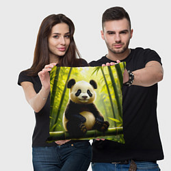 Подушка квадратная Бамбуковый хранитель, цвет: 3D-принт — фото 2