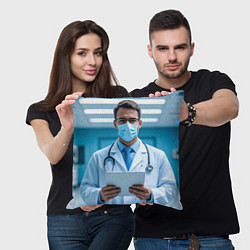 Подушка квадратная Медицинский специалист, цвет: 3D-принт — фото 2