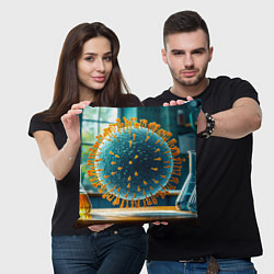 Подушка квадратная Вирус в лаборатории, цвет: 3D-принт — фото 2