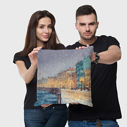 Подушка квадратная Санкт-Петербург - снегопад, цвет: 3D-принт — фото 2