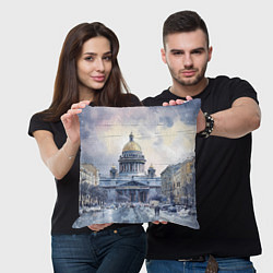 Подушка квадратная Санкт-Петербург зимний город, цвет: 3D-принт — фото 2