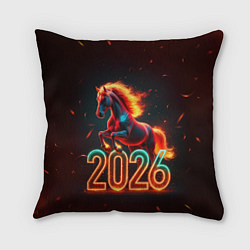 Подушка квадратная Светящаяся лошадь 2026, цвет: 3D-принт