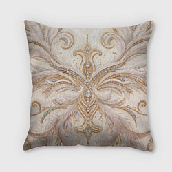 Подушка квадратная Перламутровый орнамент с перьями, цвет: 3D-принт