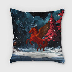 Подушка квадратная Огненная лошадь с крыльями, цвет: 3D-принт