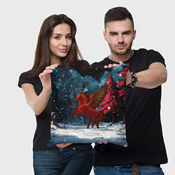 Подушка квадратная Огненная лошадь с крыльями, цвет: 3D-принт — фото 2