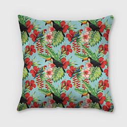 Подушка квадратная Туканы в тропиках, цвет: 3D-принт