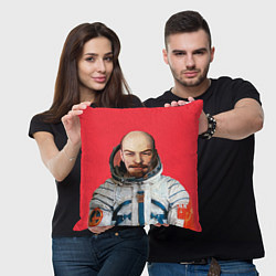 Подушка квадратная Ленин космонавт, цвет: 3D-принт — фото 2