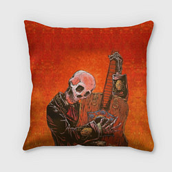 Подушка квадратная Скелет с гитарой, цвет: 3D-принт