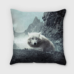 Подушка квадратная Волк в горах, цвет: 3D-принт
