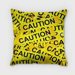 Подушка квадратная Caution, цвет: 3D-принт
