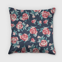 Подушка квадратная Розы: паттерн, цвет: 3D-принт