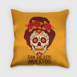 Подушка квадратная Мексиканский череп, цвет: 3D-принт