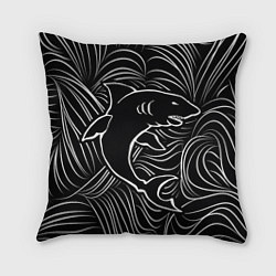 Подушка квадратная Акула в в морской пучине, цвет: 3D-принт