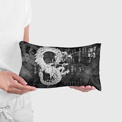 Подушка-антистресс ЧБ Японский Дракон Dragon Иероглифы, цвет: 3D-принт — фото 2
