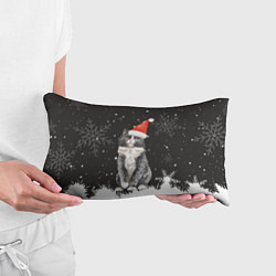 Подушка-антистресс Новогодний Черный кот в кружке, цвет: 3D-принт — фото 2