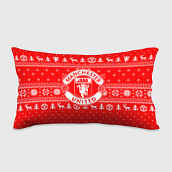 Подушка-антистресс FC Manchester United: Новогодний узор, цвет: 3D-принт
