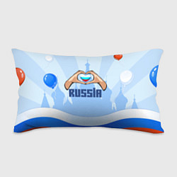 Подушка-антистресс Люблю Россию - сердечко руками, цвет: 3D-принт