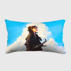 Подушка-антистресс Девушка самурай и облака, цвет: 3D-принт