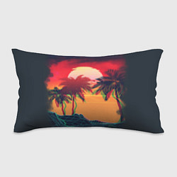 Подушка-антистресс Пальмы и пляж на закате с помехами VHS ретро дизай, цвет: 3D-принт