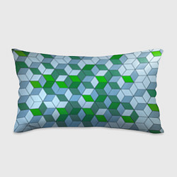 Подушка-антистресс Зелёные и серые абстрактные кубы с оптической иллю, цвет: 3D-принт
