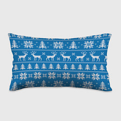 Подушка-антистресс Рождественский синий свитер с оленями, цвет: 3D-принт