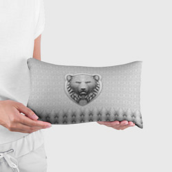 Подушка-антистресс Медведь чёрно-белый барельеф с этническим орнамент, цвет: 3D-принт — фото 2